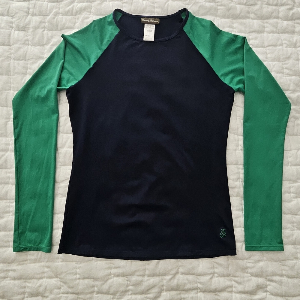 Tommy Bahama Woman's Long Sleeve Rashguard/swimshirt Blue And Green
